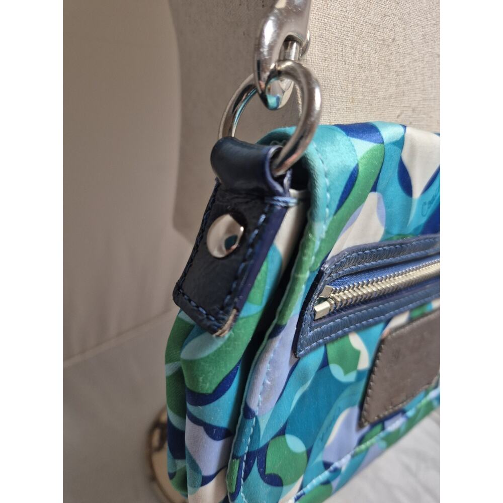💥 Vintage COACH Poppy Kaleidoscope Small Shoulder Bag Teal Blue Geometric Y2K - Picture 3 of 15